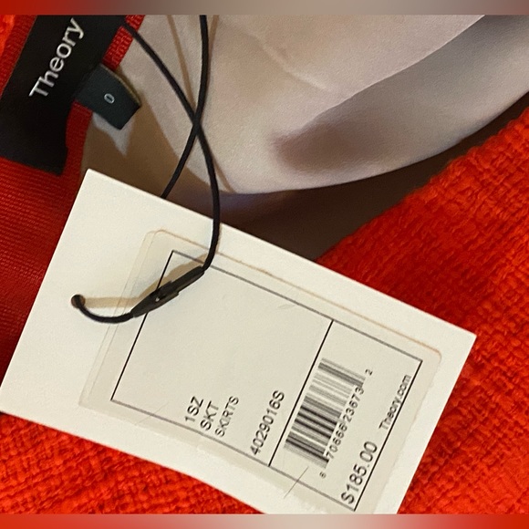 NWT THEORY Red Cotton Tweed Mini Skirt - Picture 9 of 11